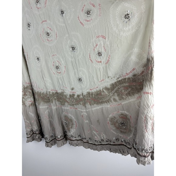 Jane Seymour Silk Skirt Size 12 MS Gypsy Boho Ethereal Beaded Sequin Maxi Ombre - Picture 5 of 15